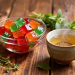 Gelatin cubes served with bariatric seed tea