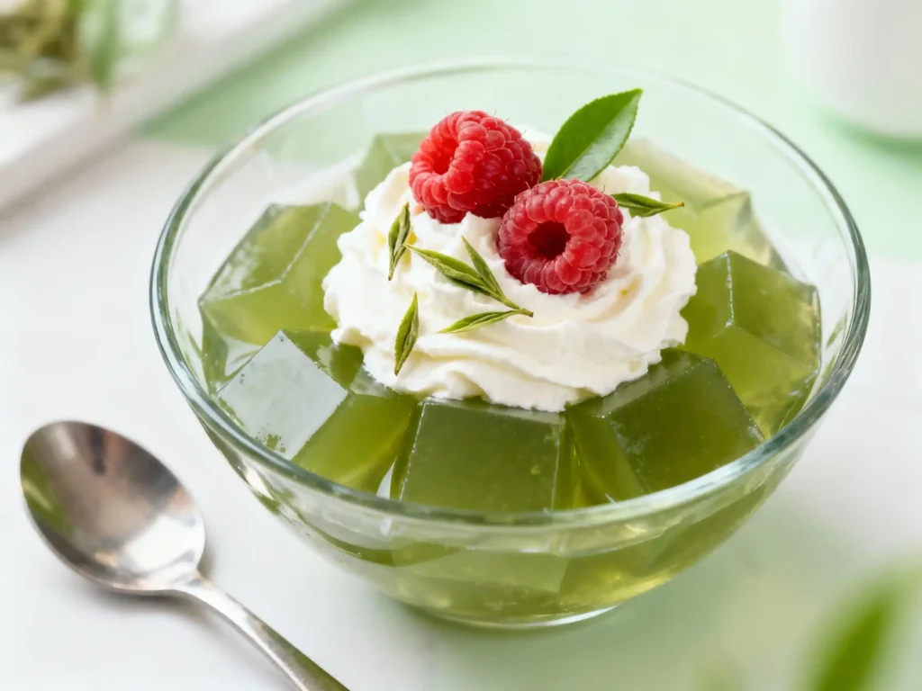  Serving green tea gelatin recipe with fresh toppings