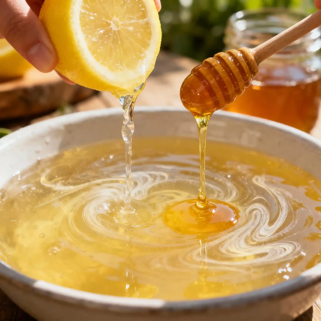 Adding honey and lemon to gelatin trick cubes mixture