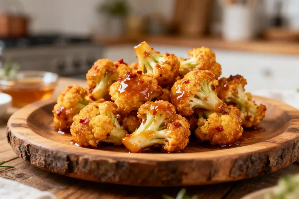 spicy-honey cauliflower bites crispy snack