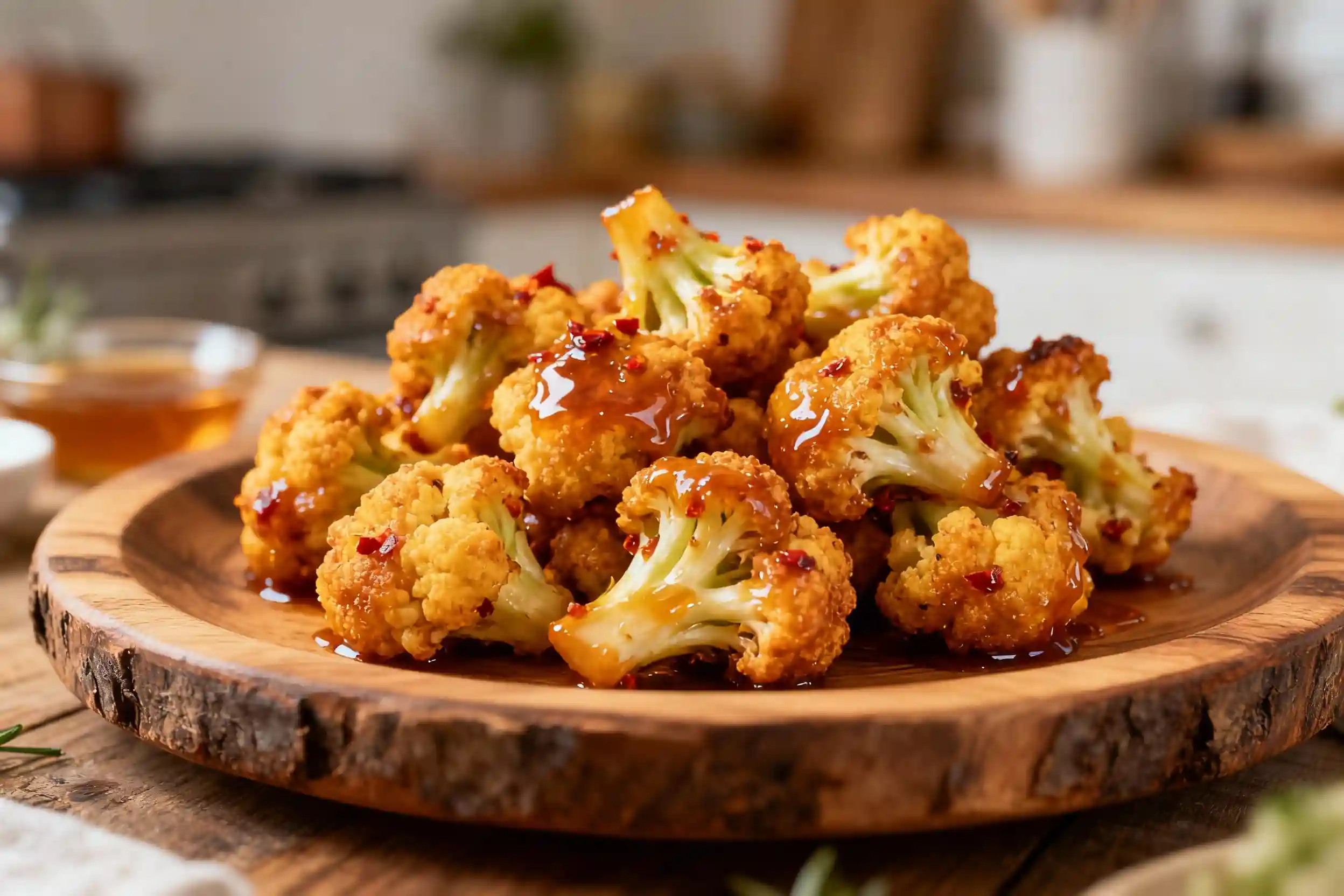 spicy-honey cauliflower bites crispy snack