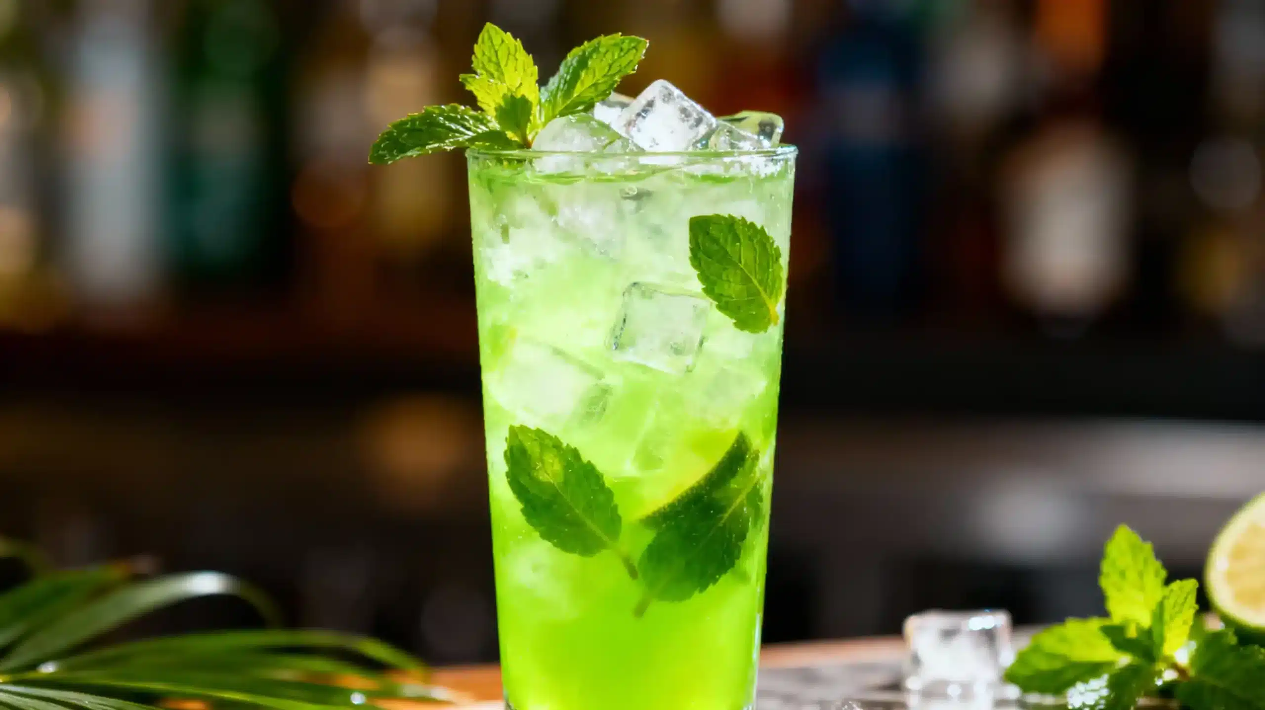 liquid maria juana drink vibrant tropical cocktail with mint