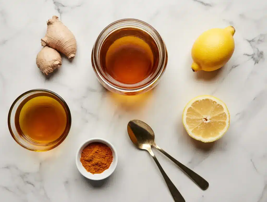 canaan-honey-drink-ingredients-on-marble
