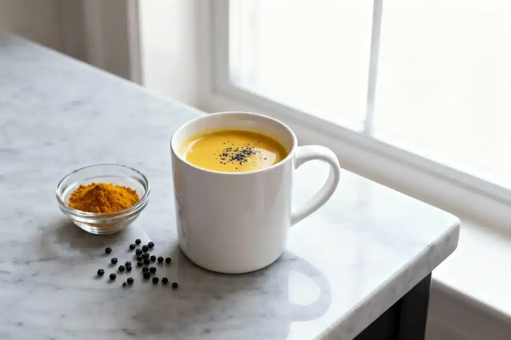 Pepper Trick For Neuropathy Recipe: 5 Powerful Steps to Natural Relief 7 pepper trick for neuropathy recipe warm drink in white mug with black pepper and turmeric