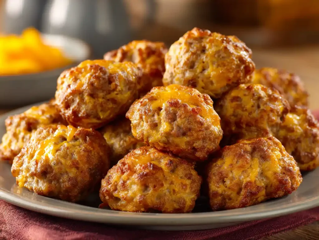 Current image: Delicious Bisquick sausage balls recipe for a tasty appetizer.