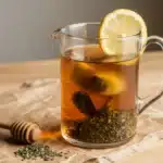 FGO tea kraft pouch with eco-conscious tea bags and steaming mug