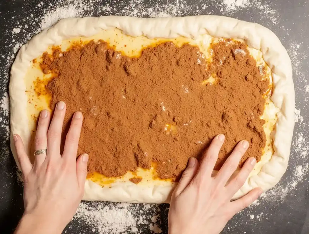 Pioneer-Womans-Cinnamon-Rolls: A Legendary Holiday Tradition 10 Rolling cinnamon-sugar-filled dough for pioneer-womans-cinnamon-rolls
