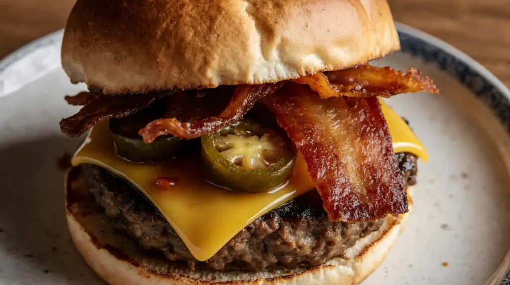  chipotle burger with candied jalapeños