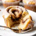 Finished easy cinnamon roll muffin recipe closeup