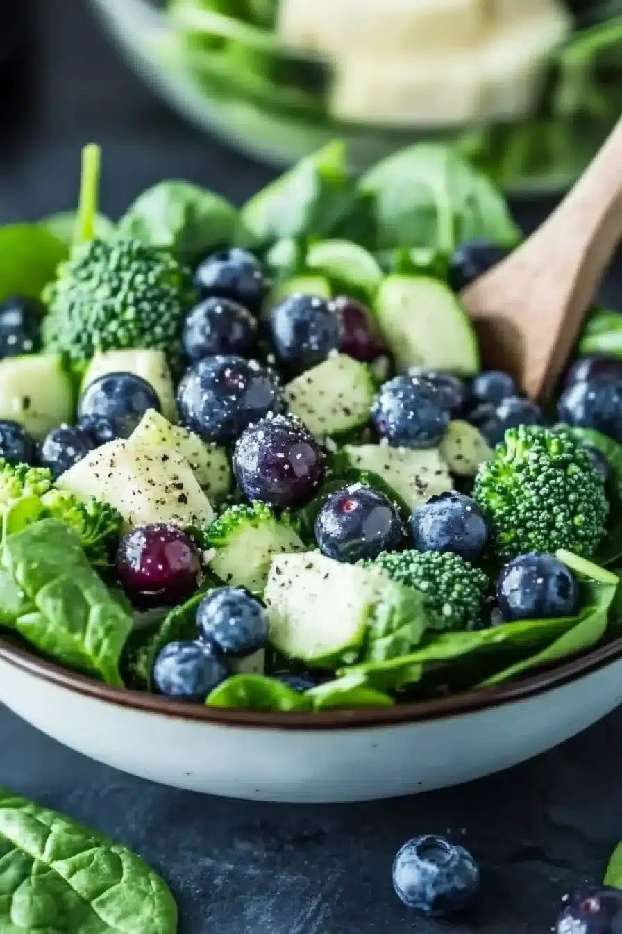 Blueberry Broccoli Spinach Salad 6 Blueberry Broccoli Spinach Salad