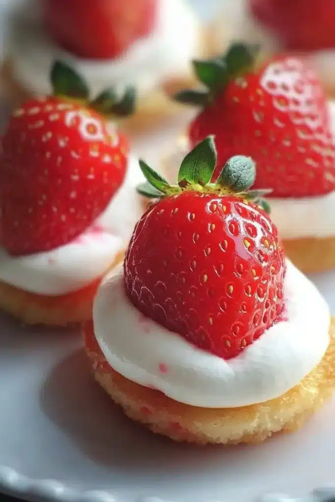 Cheesecake Stuffed Strawberries 4 Current image: Delicious cheesecake stuffed strawberries displayed on a plate.