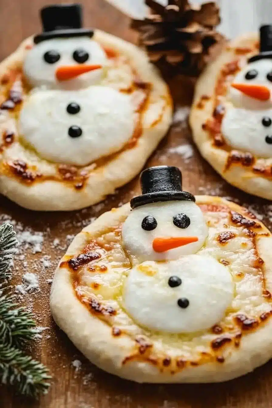 Christmas Mini Snowman Pizzas