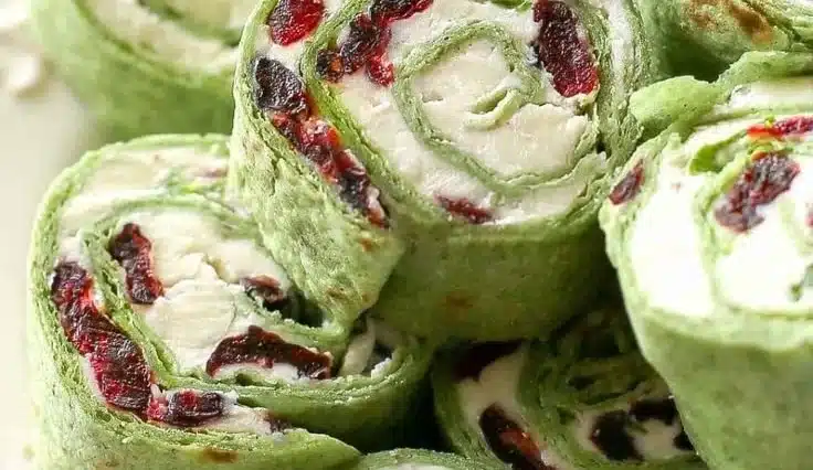 Christmas Tree Pinwheels with Cranberry and Feta