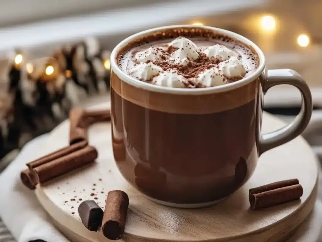 Homemade Hot Chocolate 4 Current image: Delicious homemade hot chocolate topped with whipped cream and chocolate shavings