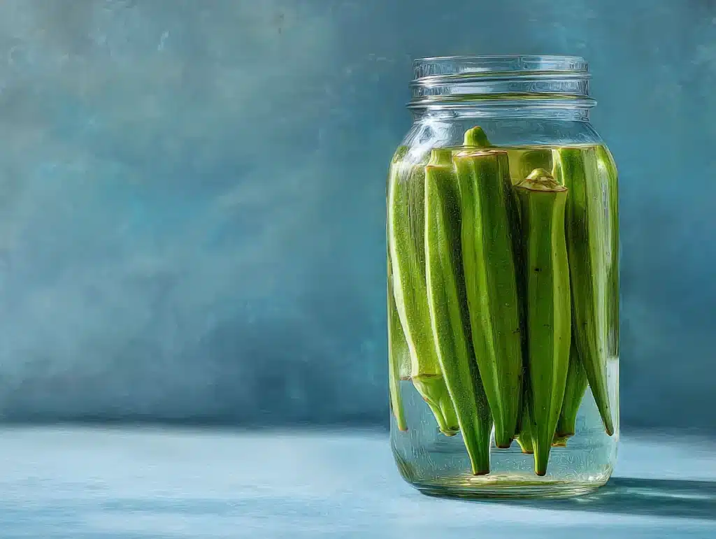 okra water recipe soaking overnight in fridge jar