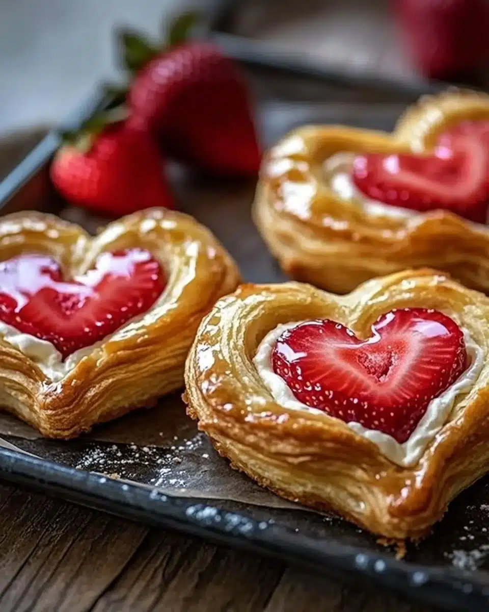 Strawberry Cream Cheese Heart Danishes 6 Strawberry Cream Cheese Heart Danishes