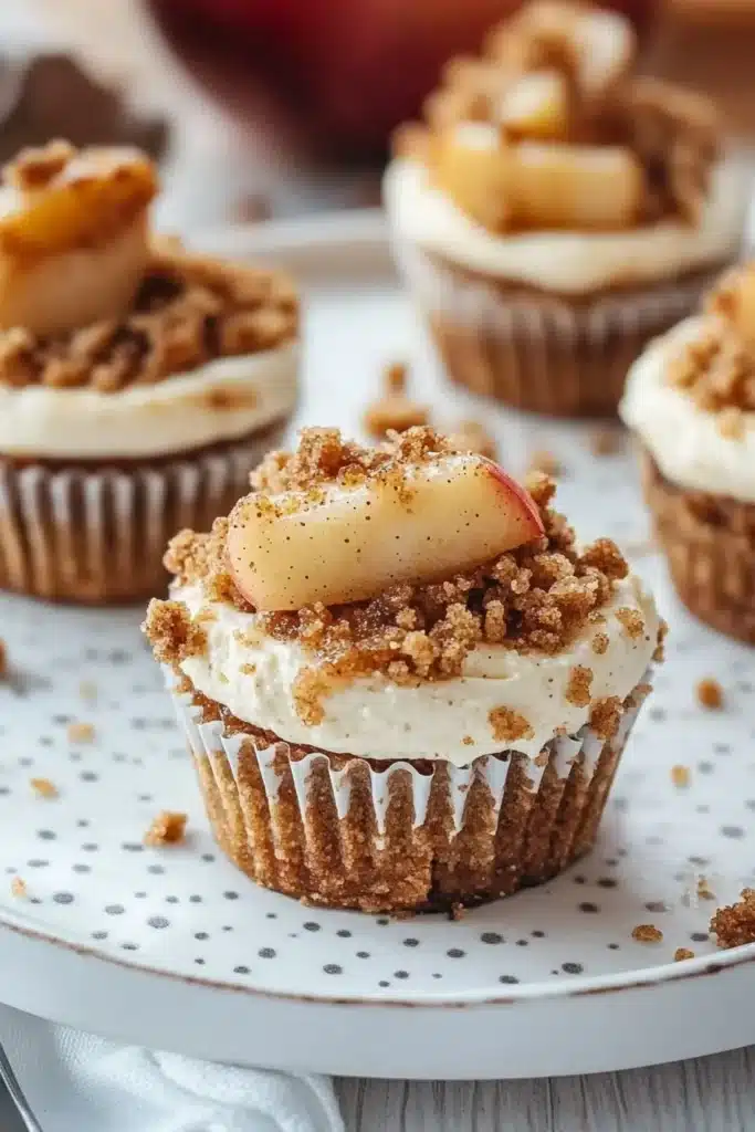 Apple Crisp Cheesecakes a perfect blend of creamy cheesecake 4 Current image: Thanksgiving Apple Crisp Mini Cheesecakes topped with apple slices and crumb topping