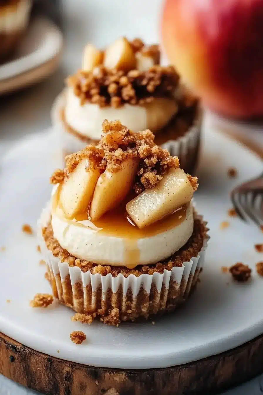 Apple Crisp Cheesecakes a perfect blend of creamy cheesecake 6 Thanksgiving Apple Crisp Mini Cheesecakes