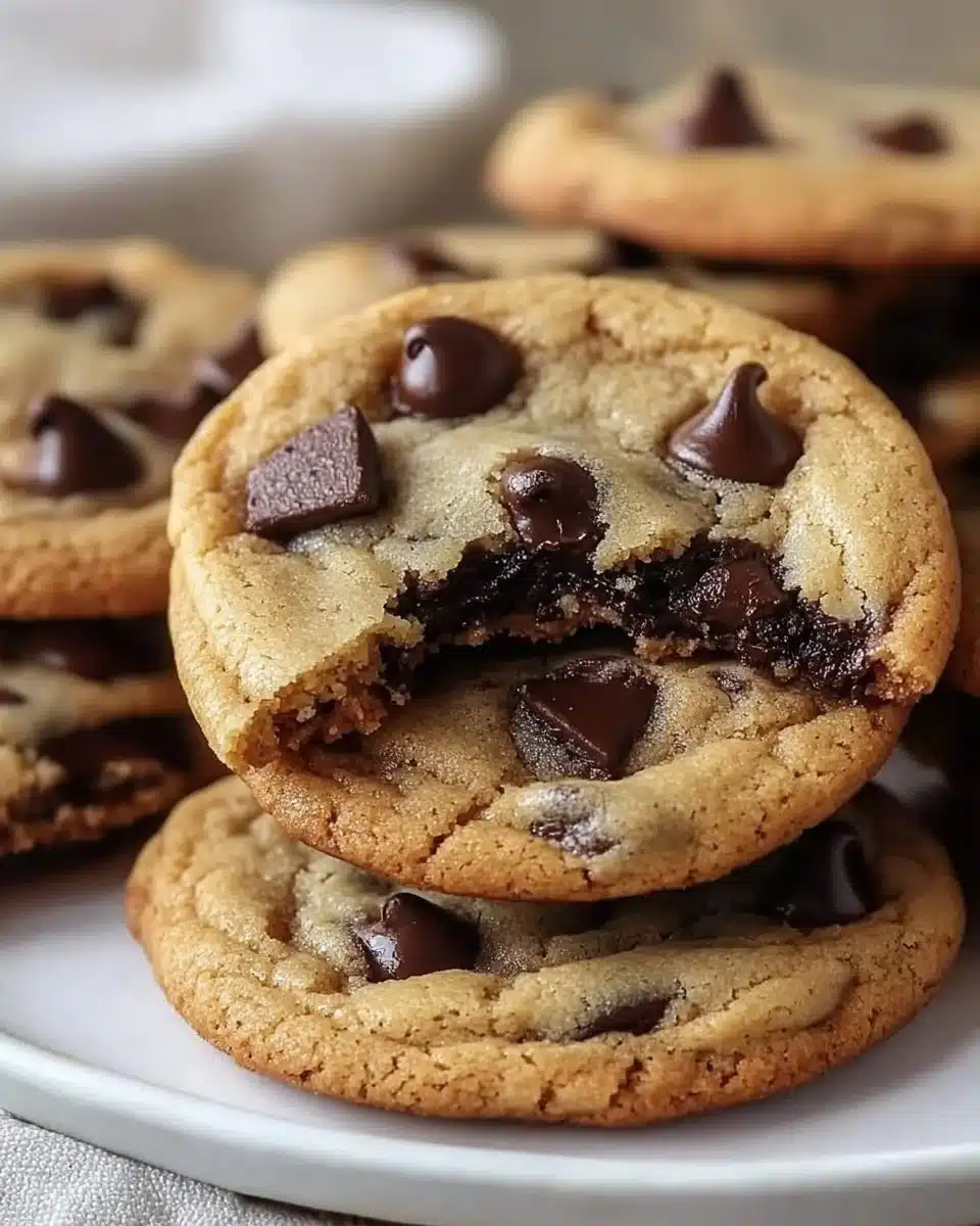 Ultra thick bakery style chocolate chip cookies on a cooling rack