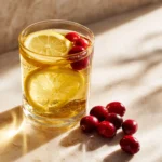 Jillian Michaels detox water recipe in a glass with lemon and cranberry