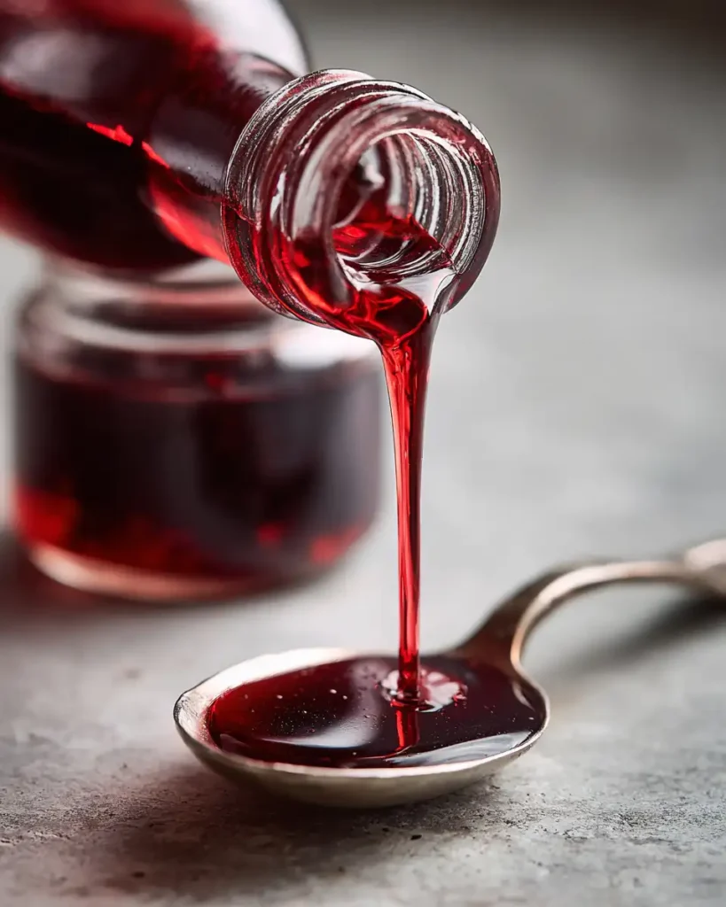 Pure cranberry juice being measured for jillian michaels detox drink recipe