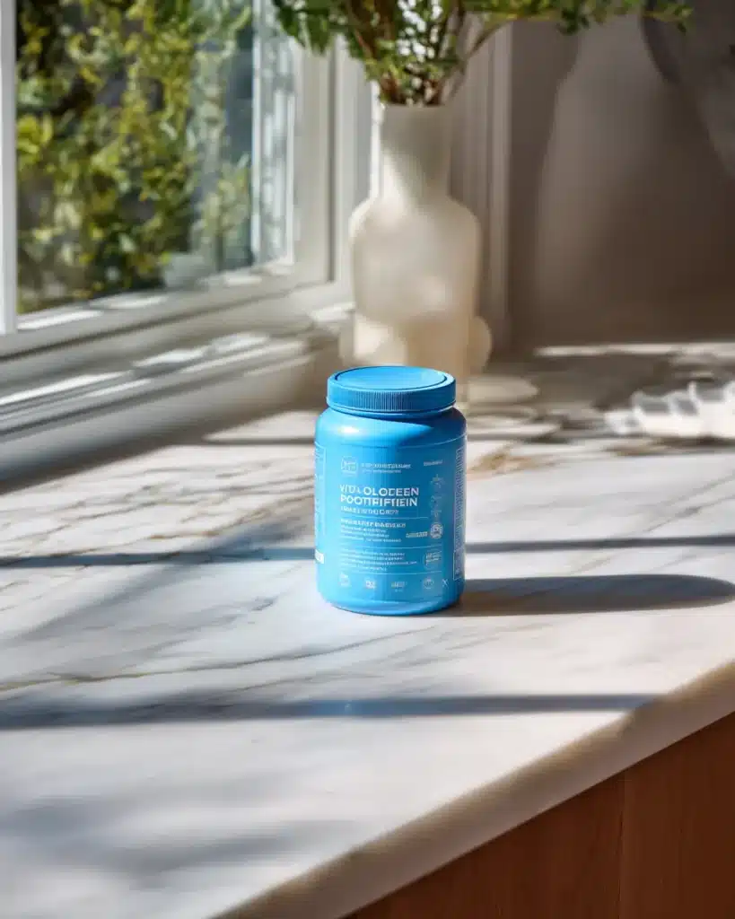 Vital Proteins collagen peptides container used in Jennifer Aniston coffee recipe