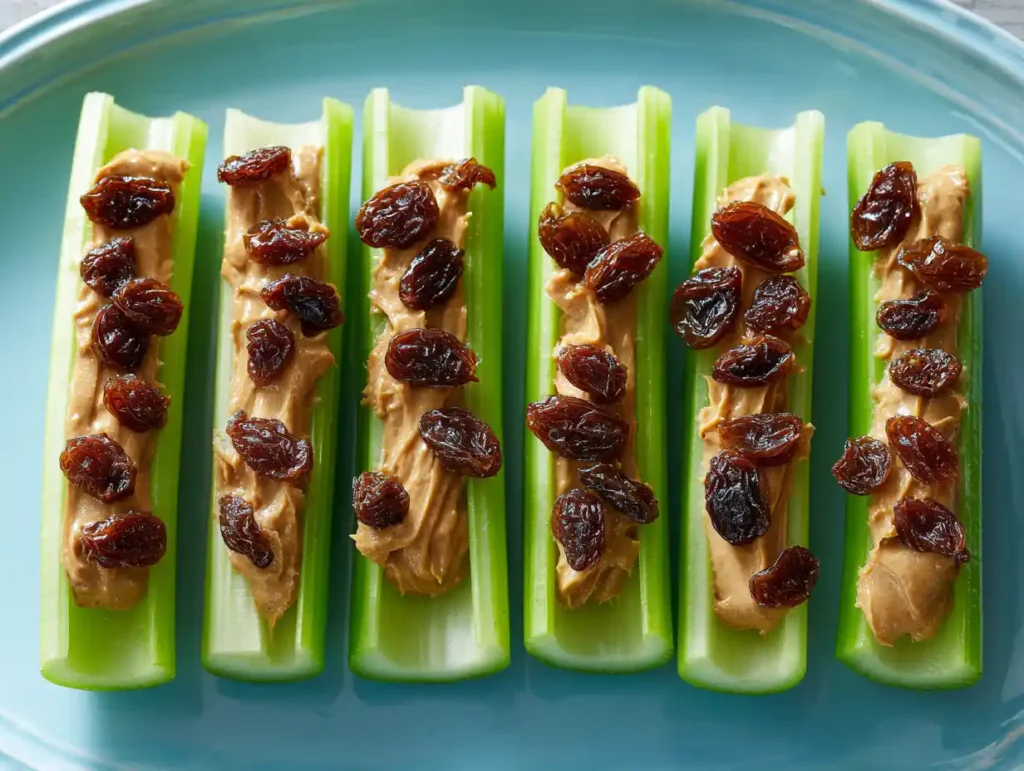 Celery with Peanut Butter Recipe: The Perfect 5-Minute Healthy Snack 17 Ants on a log snack with celery peanut butter and raisins