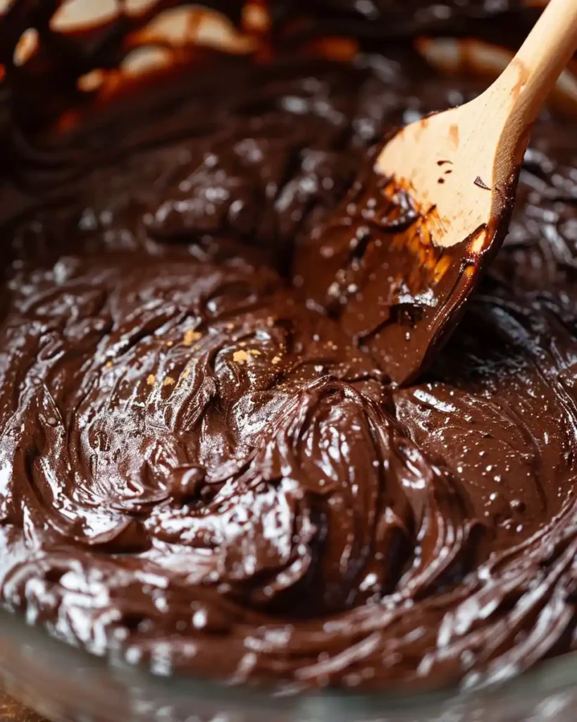baking cocoa powder being folded into chocolate cake batter