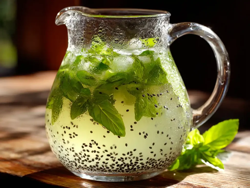 Basil Seed Drink Recipe: The Hydrating Superfood Elixir You'll Make Every Week 18 basil seed drink pitcher serving ready
