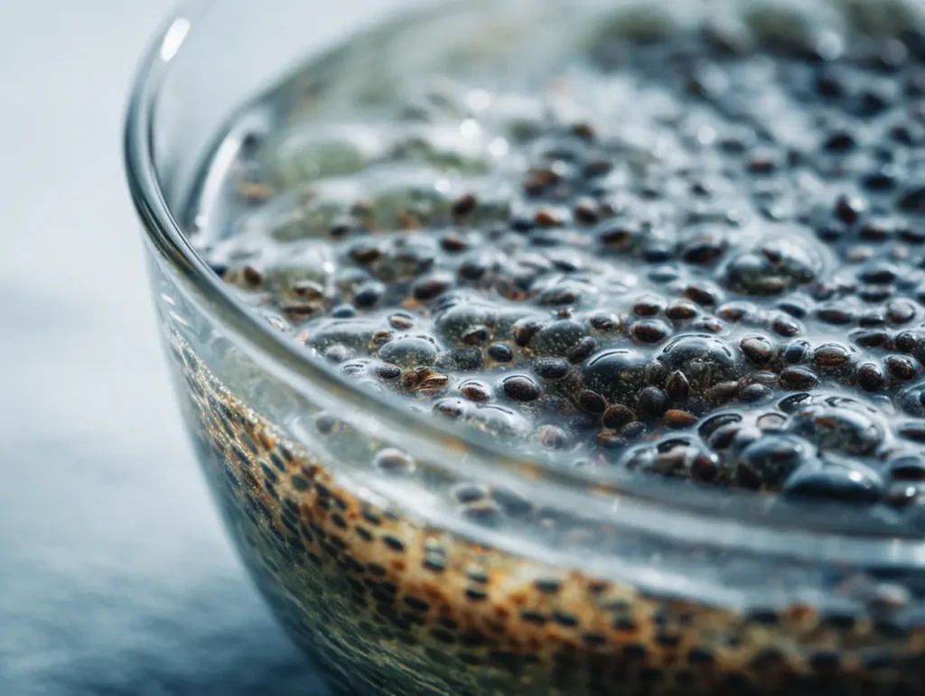 Basil Seed Drink Recipe: The Hydrating Superfood Elixir You'll Make Every Week 16 Basil seeds soaking in water developing translucent gel coating
