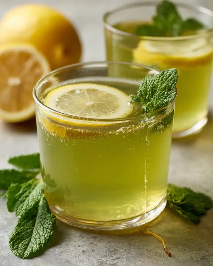 Green tea gelatin drink for weight loss thick, golden-green and ready to sip