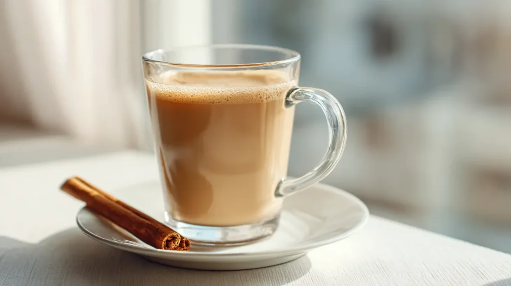 Current image: Jennifer Aniston coffee loophole recipe with collagen peptides in clear glass mug