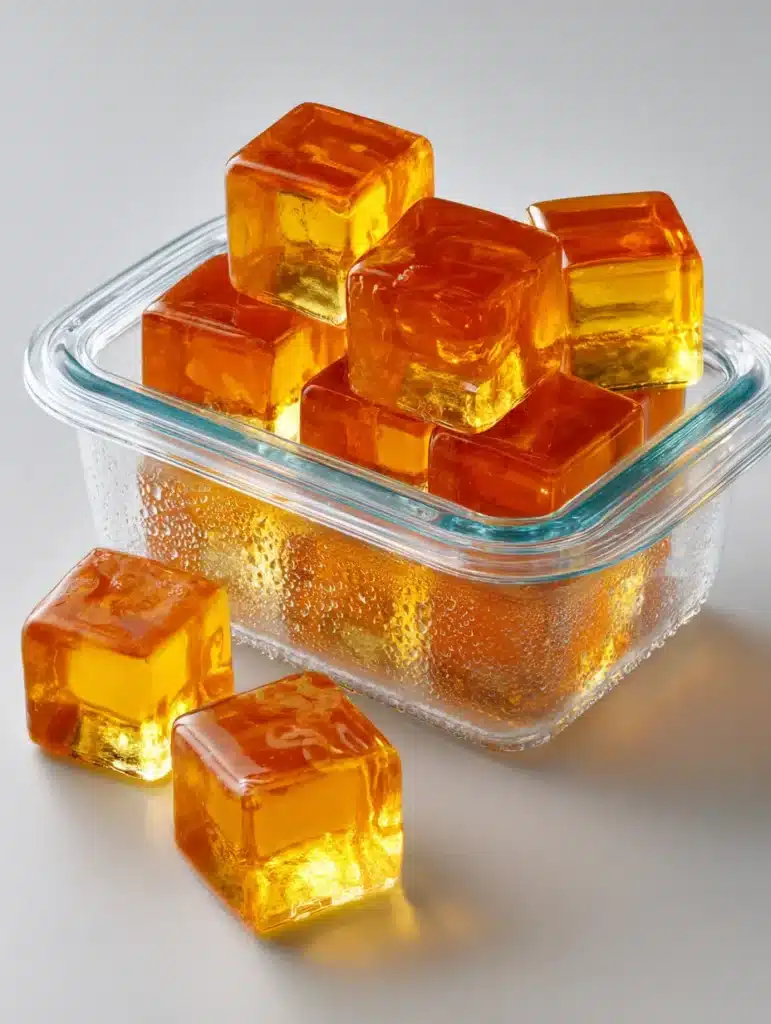 Portioned Jillian Michaels gelatin recipe cubes ready to eat