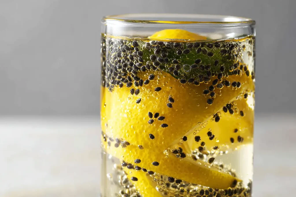 Lemon Basil Seed Drink Recipe : The 7-Minute Appetite Suppressant That Actually Works 16 Finished lemon basil seed drink recipe in a clear glass ready to drink before meal