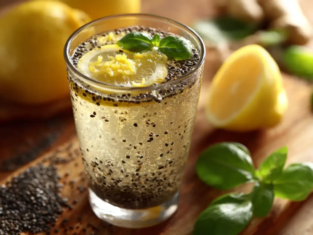 Lemon Basil Seed Drink Recipe : The 7-Minute Appetite Suppressant That Actually Works 19 Lemon basil seed drink recipe gut healer variation with fresh grated ginger in glass