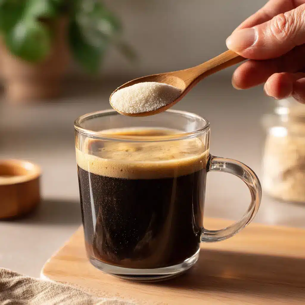  Mixing collagen peptides into hot coffee for Jennifer Aniston recipe