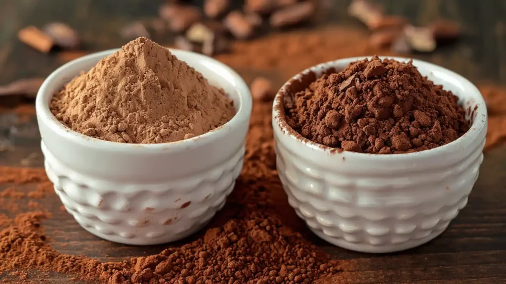 natural baking cocoa powder vs Dutch process cocoa powder side by side comparison