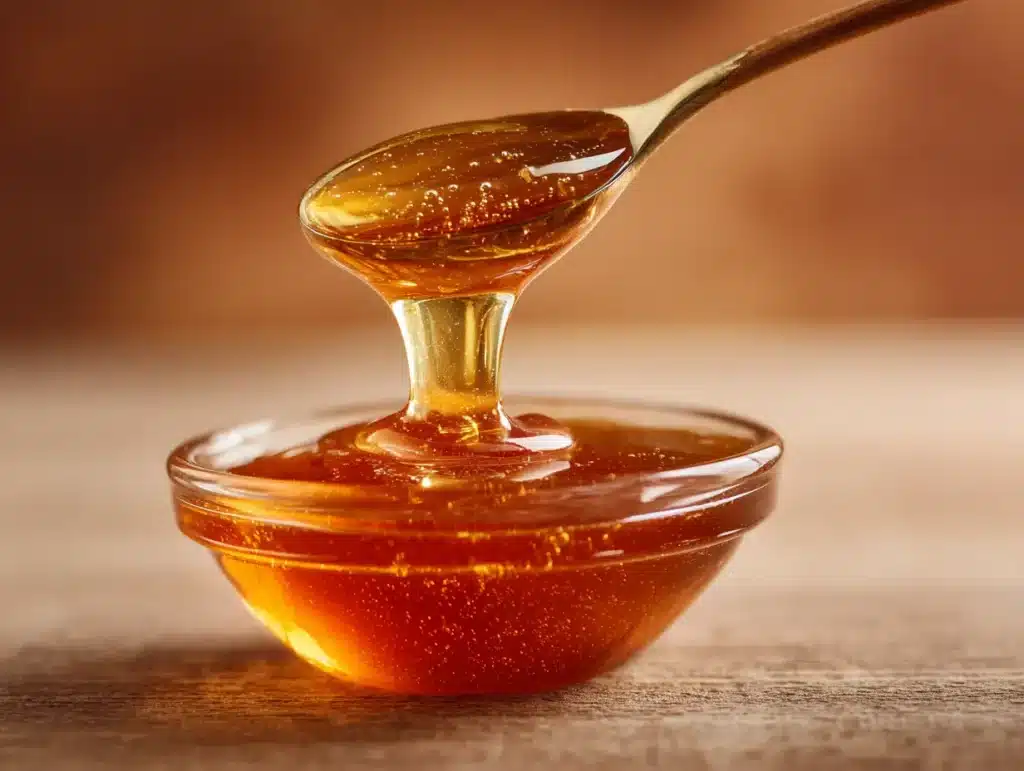 Basil Seed Drink Recipe: The Hydrating Superfood Elixir You'll Make Every Week 15 Raw honey being drizzled into lime juice mixture for basil seed drink