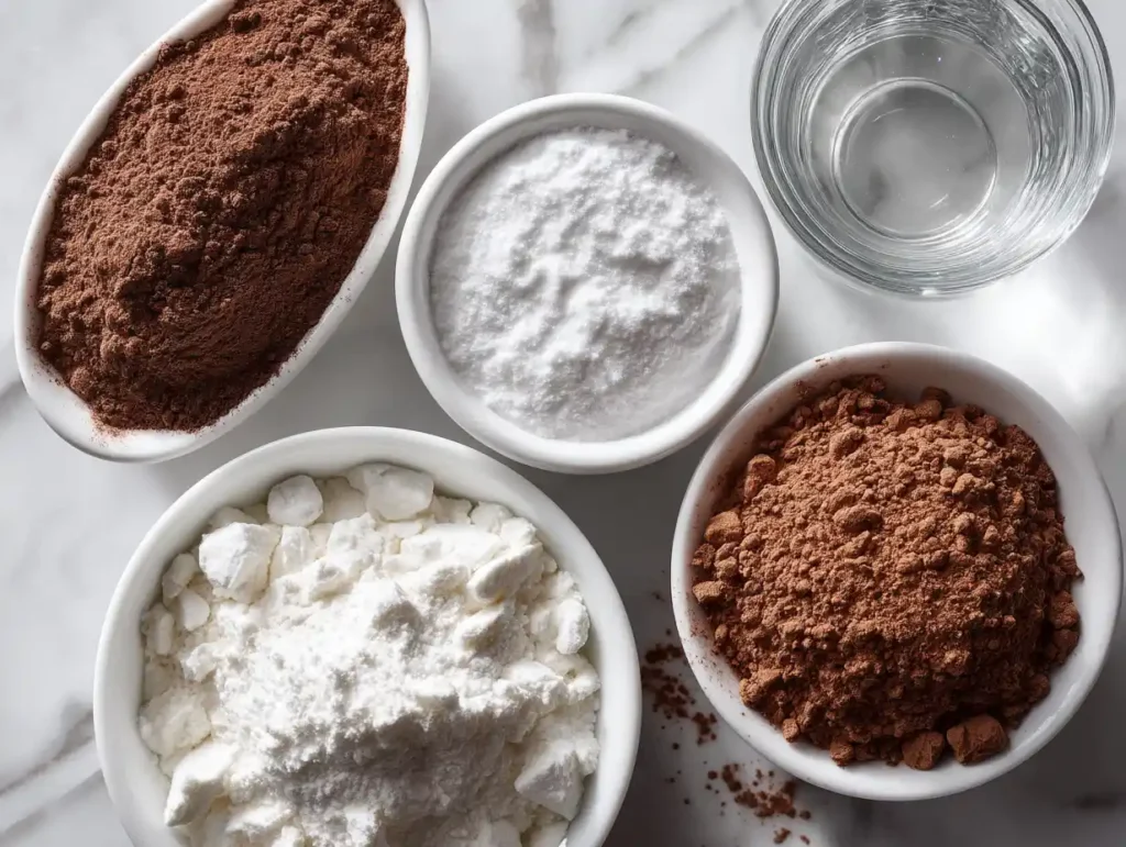 Easy 5 Ingredient Vegan Chocolate Cake (So Moist!) 12 5 ingredients for vegan chocolate cake including flour cocoa powder sugar baking soda and water