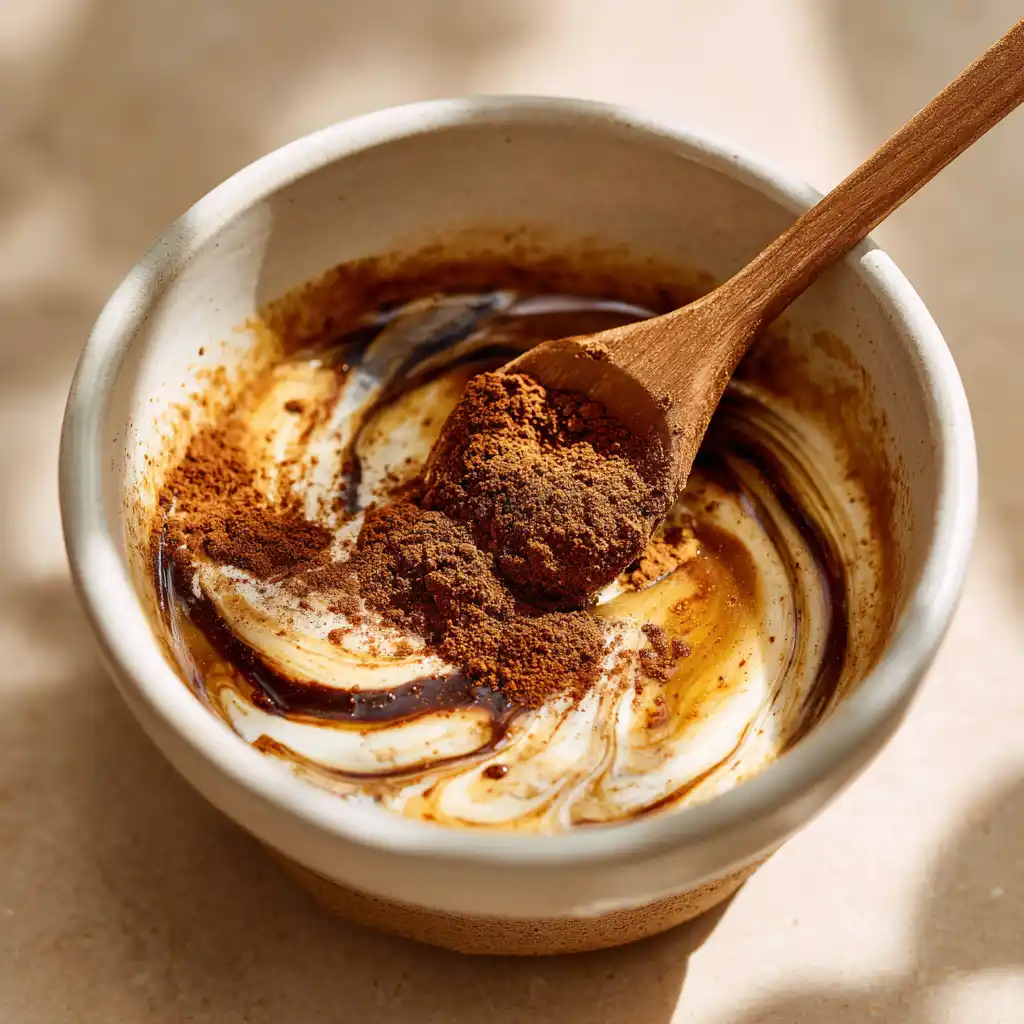 Honey Cinnamon Recipe: The Only Guide You Need to Make It Work for You 16 honey cinnamon recipe mixing paste in ceramic bowl with wooden spoon closeup