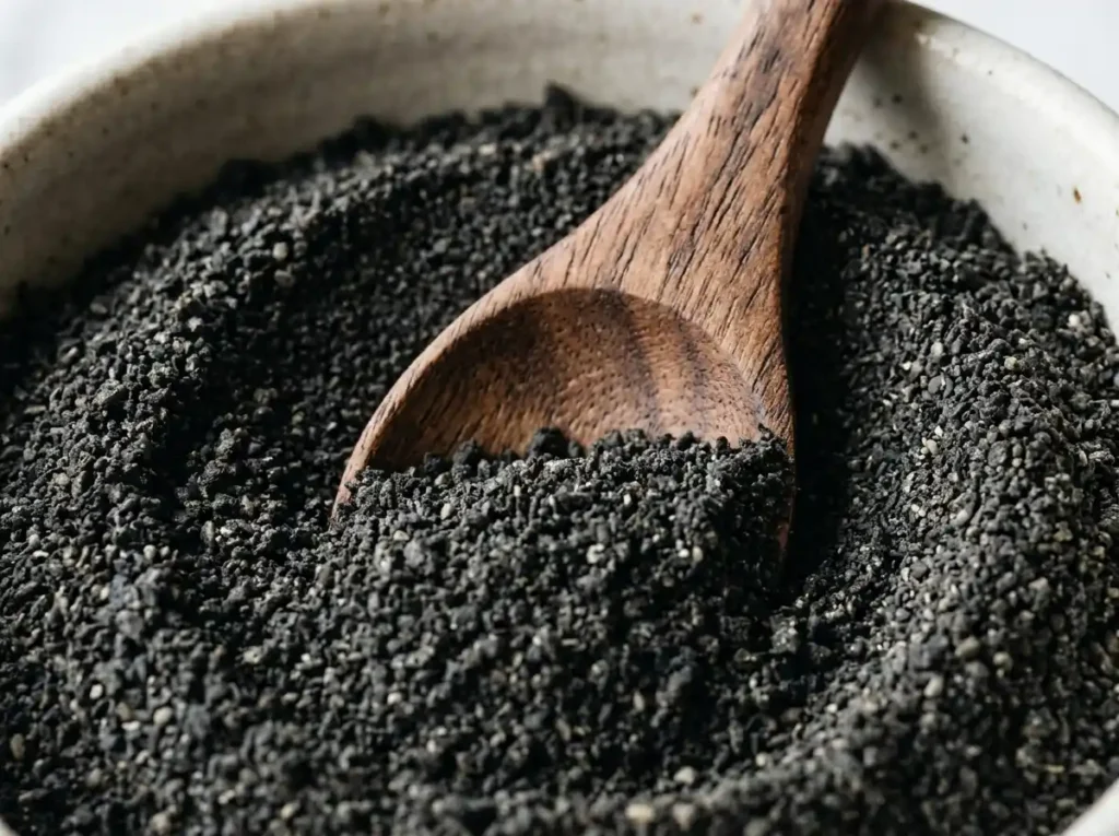 Black Sesame Dessert: 7 Easy Recipes Your Family Will Love 16 black sesame powder in a white bowl for black sesame dessert recipe