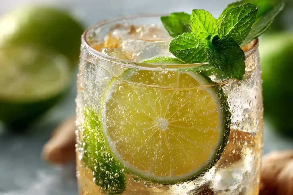 brazilian mounjaro recipe with coconut water lime and ginger in glass