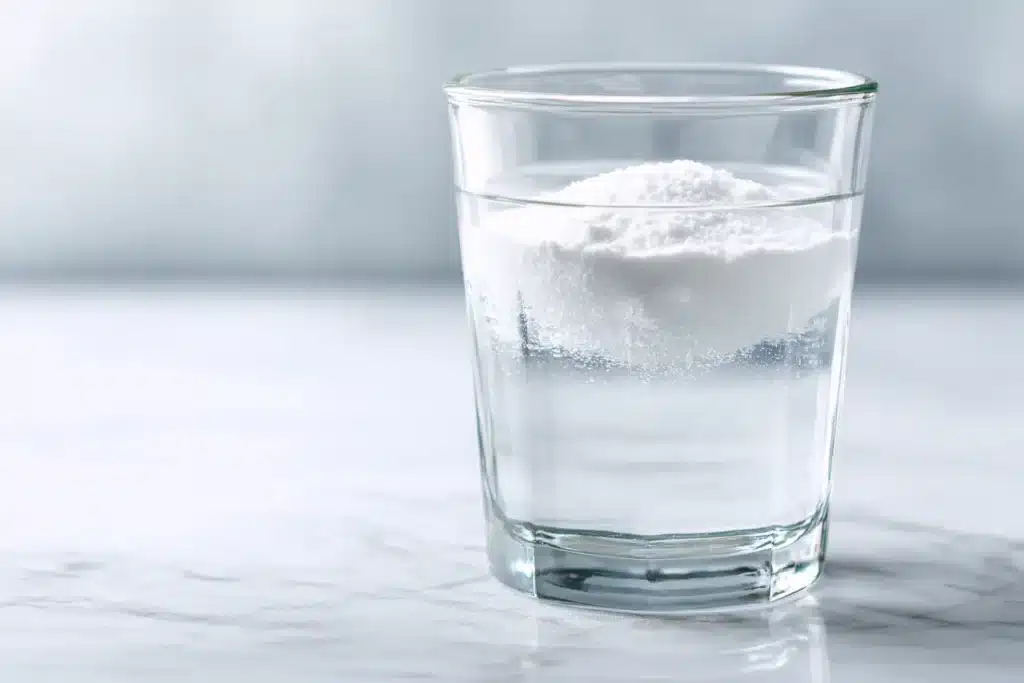 can i mix creatine with water showing creatine dissolving in a clear glass of water