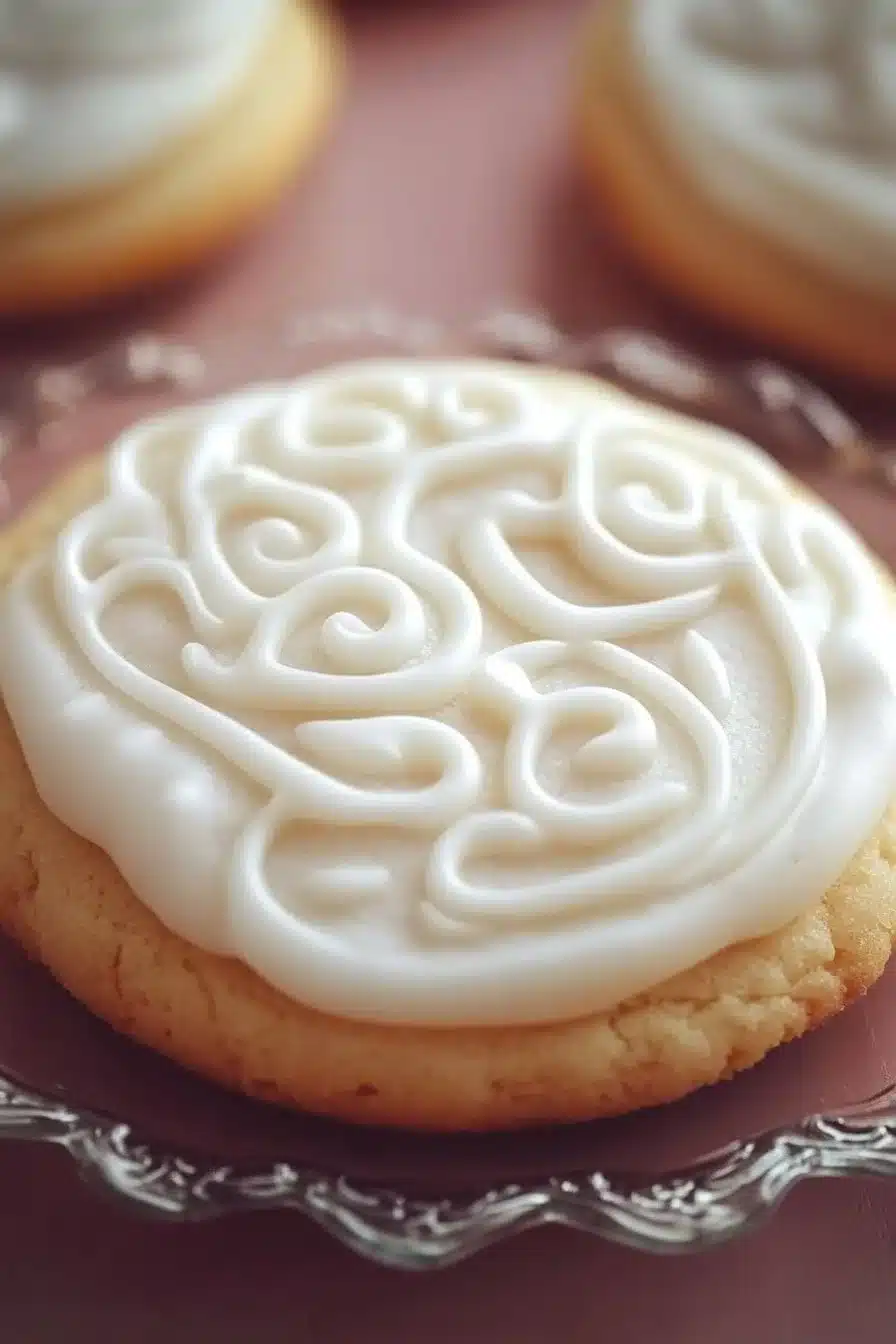 Classic sugar cookie icing poured over decorated sugar cookies