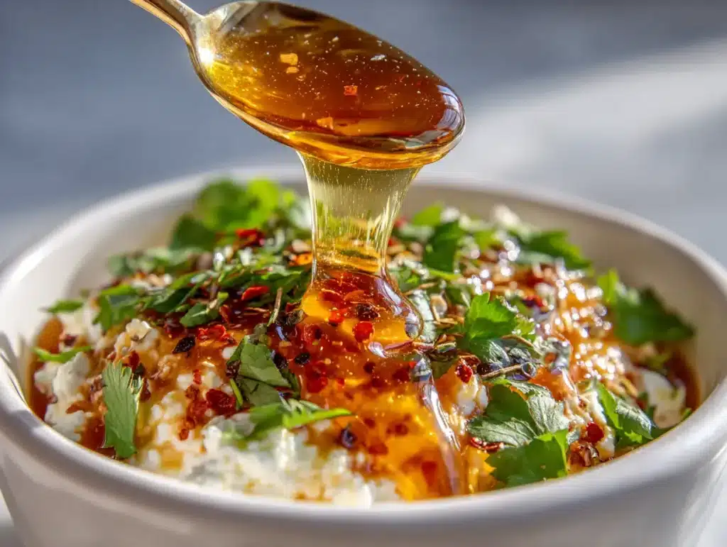 5 Easy Cottage Cheese Beef Bowl Recipes Your Family Will Love 19 Amber hot honey drizzled over finished cottage cheese beef bowl with cilantro garnish