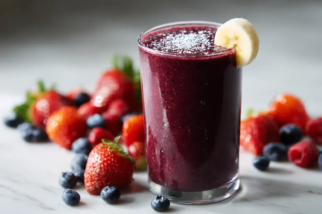 creatine drink recipe berry blast smoothie with mixed berries and banana