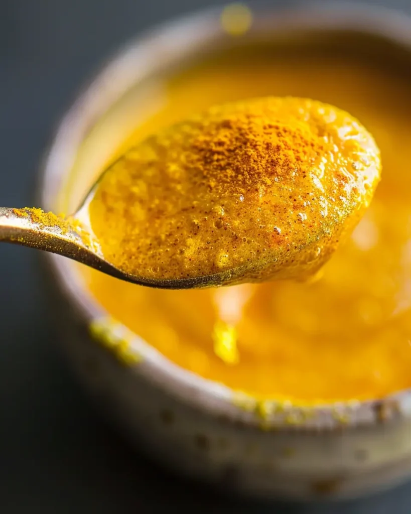 final serving of dr gupta honey and turmeric recipe on a spoon ready to eat
