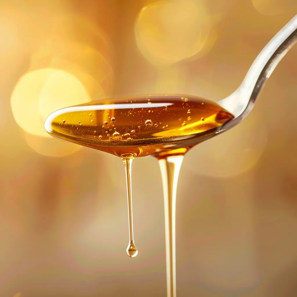 golden honey turmeric blend dripping from a spoon for the dr gupta recipe