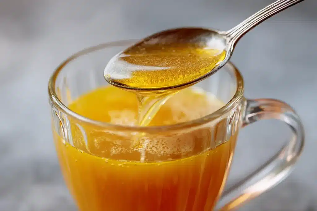 Honey Alzheimer Treatment: Can This Golden Ritual Support Memory? 17 Finished honey Alzheimer treatment memory drink being stirred slowly in clear glass mug