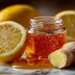 mounjaro and lemon water ingredients lemon ginger honey close up shot